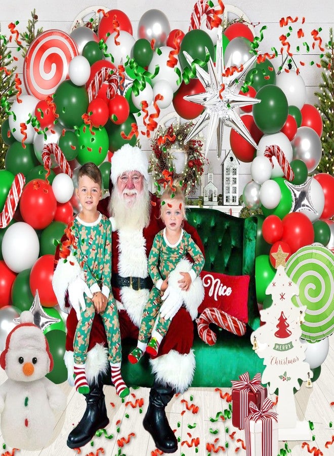 Janinus Christmas Balloons Garland Arch Kit - 145 Pcs Red White Green Silver Balloons with Candy, Star & Christmas-cane for Xmas Baby Shower Birthday Party Decor - Image 4